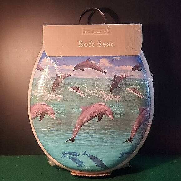 Home Trends Other - Vintage Dolphins Toilet Seat Home Trends Standard Soft Seat NIP